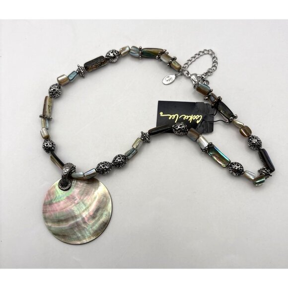 Cookie Lee Abalone Shell Necklace with Silver Tone Bead Accents - Picture 7 of 7
